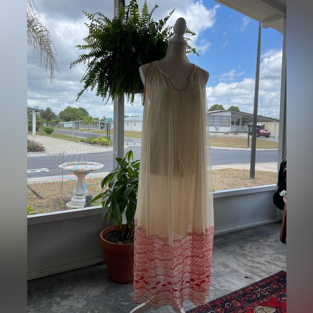 Free People Full Of Love Shapeless Gauze Prairie Midi Boho Dress - Picture 2 of 8